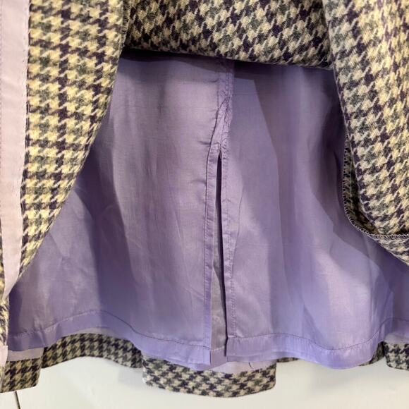 BROOKS BROTHERS Wool Box Pleated Houndstooth Skirt Purple Tweed Preppy Size 8 - Picture 5 of 7